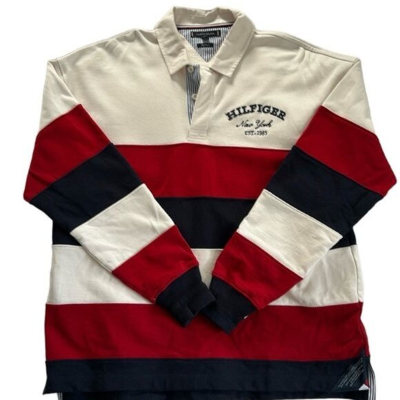 Tommy Hilfiger Men's Prep Stripe Rugby ColorBlock  Top - Size M -New - Picture 1 of 11